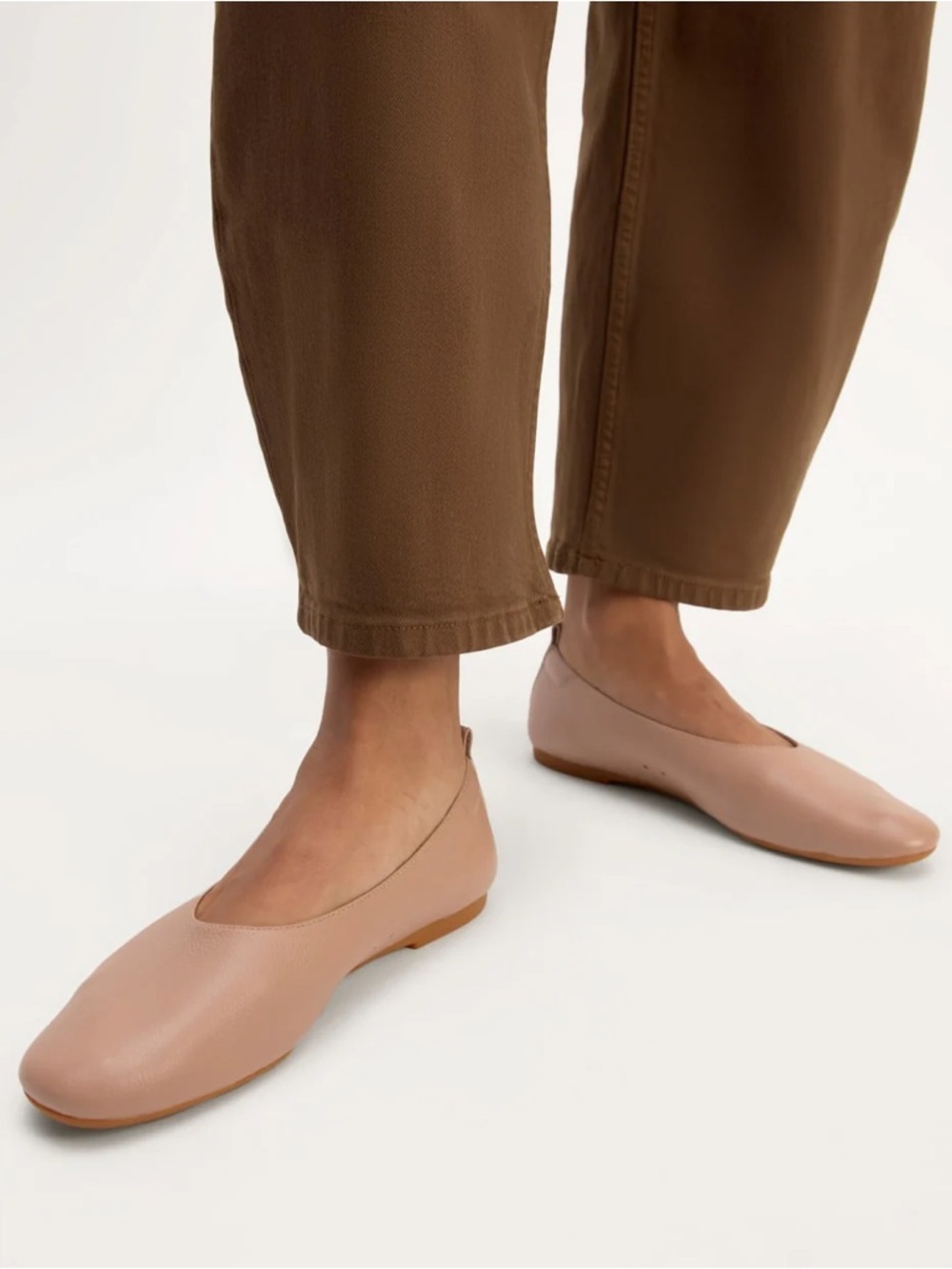 Everlane The Day Glove Leather Ballet Flats in Taupe, Womens Size 8.5